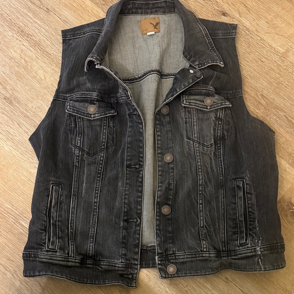 American Eagle Outfitters Striped Denim Jacket